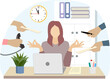 female boss or manager of a company or a work team remains calm in a situation of work stress or work overload