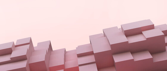 Aufkleber - Business concept and Futuristic Creative idea Geometric Shape random for internet connection Network concept on red. copy space, digital, software, wireless data, banner, website -3d Rendering