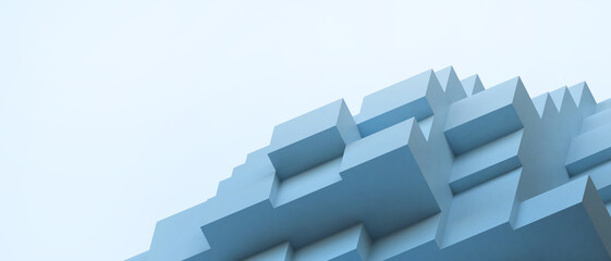 Poster - Business concept and Futuristic Creative idea Maze Geometric Shape for Digital Innovation and Network Development Concept on Blue. copy space, digital, wireless data, banner, website -3d Rendering