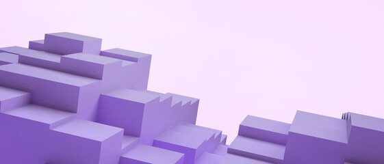 Aufkleber - Business concept. Futuristic Creative idea Maze Geometric Shape for Metaverse digital concept on purple. connection, software, banner, copy space, digital, website -3d Rendering