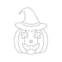 Canvas Print - Halloween pumpkin tracing worksheet for kids