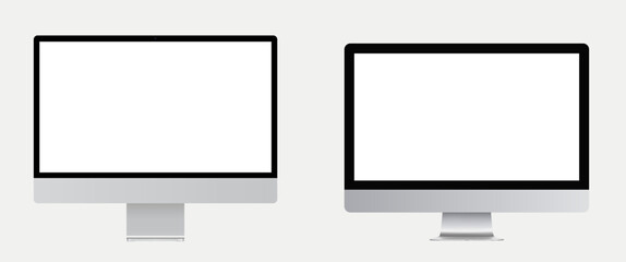 Poster - device screen mockup. set of laptop and monitor. with blank screen for you design. vector illustrati