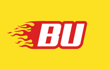 BU or B U fire logo vector design template. Speed flame icon letter for your project, company or application.