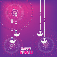 Wall Mural - happy diwali elegant diya background with a text space