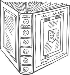 Wall Mural - book sketch. hand drawn vintage hard cover