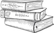 Hardcovers stack sketch. Fiction novel books symbol