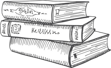 Wall Mural - hardcovers stack sketch. fiction novel books symbol
