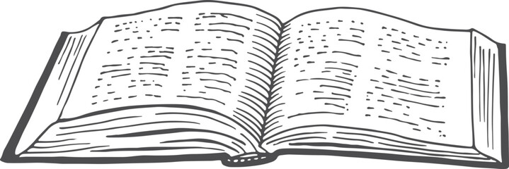 Wall Mural - open book engraving. hand drawn literature symbol