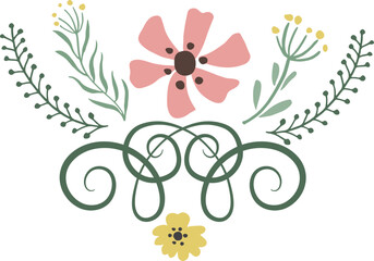 Poster - decorative vines and flowers. floral elegant print element