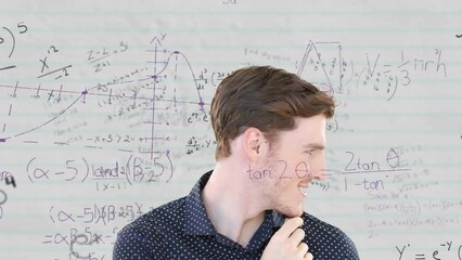 Poster - Animation of statistics and data processing over businessman