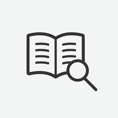 Poster - Search book icon. Searching icon symbol. Learning book vector illustration on isolated background. Search book sign for mobile concept and web design