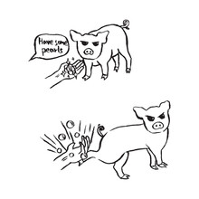 Hand-drawn  Illustration Of Idiom Don't Cast Pearls Before Swine