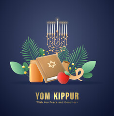 Canvas Print - Yom Kippur Template Vector Illustration. Jewish Holiday Decorative Design Suitable for Greeting Card, Poster, Banner, Flyer. Israel Holiday for Judaism religion, day of atonement