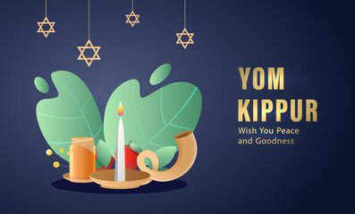 Canvas Print - Yom Kippur Template Vector Illustration. Jewish Holiday Decorative Design Suitable for Greeting Card, Poster, Banner, Flyer. Israel Holiday for Judaism religion, day of atonement