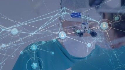 Poster - Animation of network of connections with icons over diverse surgeons