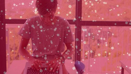 Poster - Animation of confetti falling over sport text