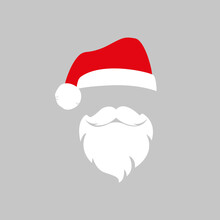 Santa's Hat And Beard. Vector Graphics