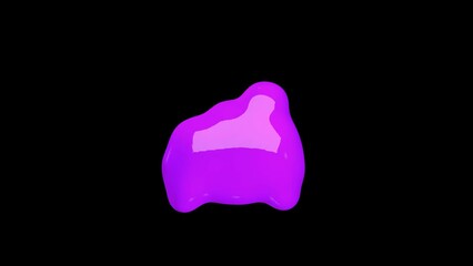 Wall Mural - 3D animation of Abstract smooth liquid shape. 4k seamless loop 3D animation. Smooth animation of bubbles, metaball with inner glow. alpha matte isolated on black background.