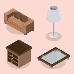 Sticker - isometric house furnitures