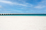 Fototapeta Miasta - The beach and the famous pier at Progreso near Merida in Mexico