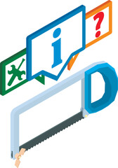 Poster - Technical maintenance icon isometric vector. Hacksaw and technical support sign. Technical support, service