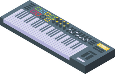 Poster - Synthesizer instrument icon isometric vector. Dj music. Audio equipment