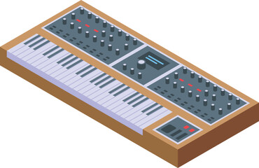 Poster - Button synthesizer icon isometric vector. Dj music. Piano art