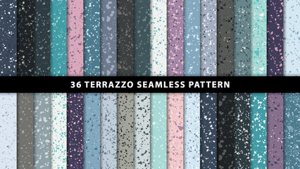 Wall Mural - set of terrazzo marble floor seamless patterns