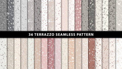 Wall Mural - set of terrazzo marble floor seamless patterns
