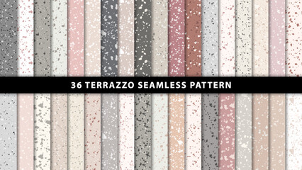 Wall Mural - set of terrazzo marble floor seamless patterns