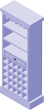 White Wine Cabinet Icon Isometric Vector. Wood Room. Bar Rack