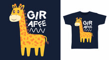 Cute Giraffe Cartoon Tshirt Art Designs