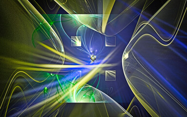 Aufkleber - digital illustration abstract image generated fractal background image wallpaper pattern of various geometric shapes and lines of various colors for computer graphics or web design