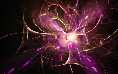 Aufkleber - abstract computer illustrations of fantastic energy waves of various shapes and shades on a black background for use in symbols, signs for digital design and graphics