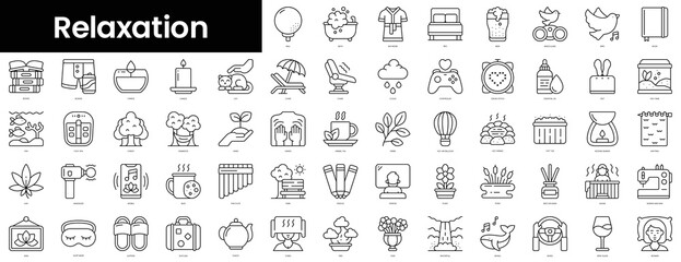 Wall Mural - Set of outline relaxation icons. Minimalist thin linear web icons bundle. vector illustration.