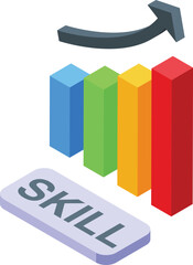 Wall Mural - Skill graph chart icon isometric vector. Level training. Advanced test