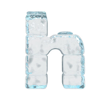 Letter made of ice 3d blocks. letter h