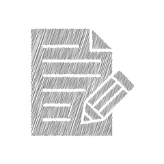 Poster - Document with pencil sketch grey vector icon