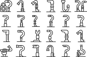 Poster - Crowbar icons set outline vector. Breaking burglar. Tool bar