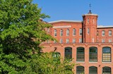 Textile mill building exterior in Lowell Massachusetts
