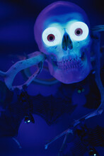 Close-up Of Glowing Eyes In A Human Skull