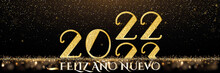 Tarjeta O Pancarta En Feliz Año Nuevo 2023 En Oro Y Blanco Con Un Número 22 Y 23 Que Se Despliega Sobre Un Fondo Degradado Negro Y Marrón Con Brillo Dorado