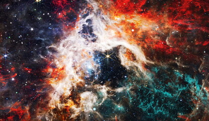 Wall Mural - cosmic tarantula abstraction space background for design. deep space with cosmic clouds stars and pl