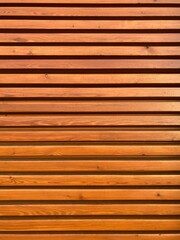 Wall Mural - Facade of horizontal brown wooden slats