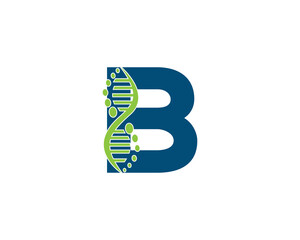 Wall Mural - Abstract Letter B DNA Biology Logo Concept. Creative Science, Laboratory and Biotechnology Vector Icon.