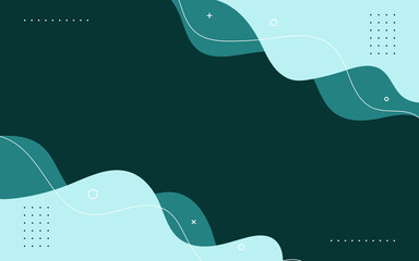 Canvas Print - modern abstract background with retro memphis element and wave soft dark tosca pastel color