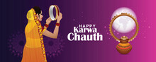 Indian Bride For Happy Karwa Chauth Celebration Background