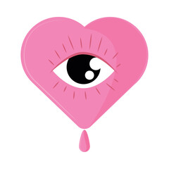 Sticker - eye in heart 90s modern