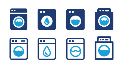 Laundry machine icon set. Washing machine symbol collection in graphic design.