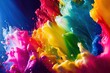 © Atex - Colorful splash of oil paint, rainbow colored paint splash, splashing upwards, abstract painterly background, 3D illustration